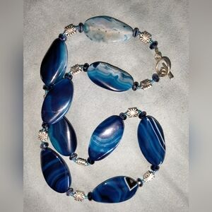 Blue Stripped Agate Necklace